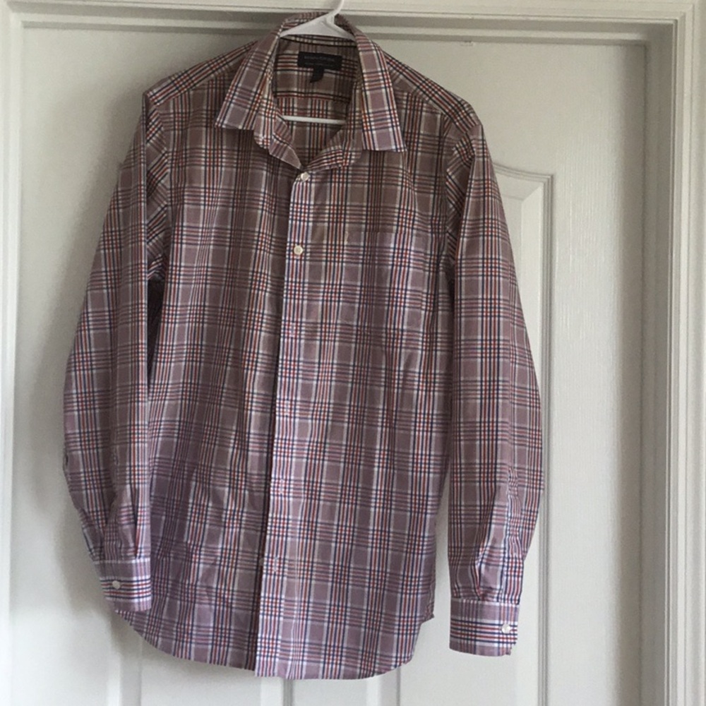 Banana Republic Plaid Non Iron Button Down Shirt Men’s Size L Slim Fit